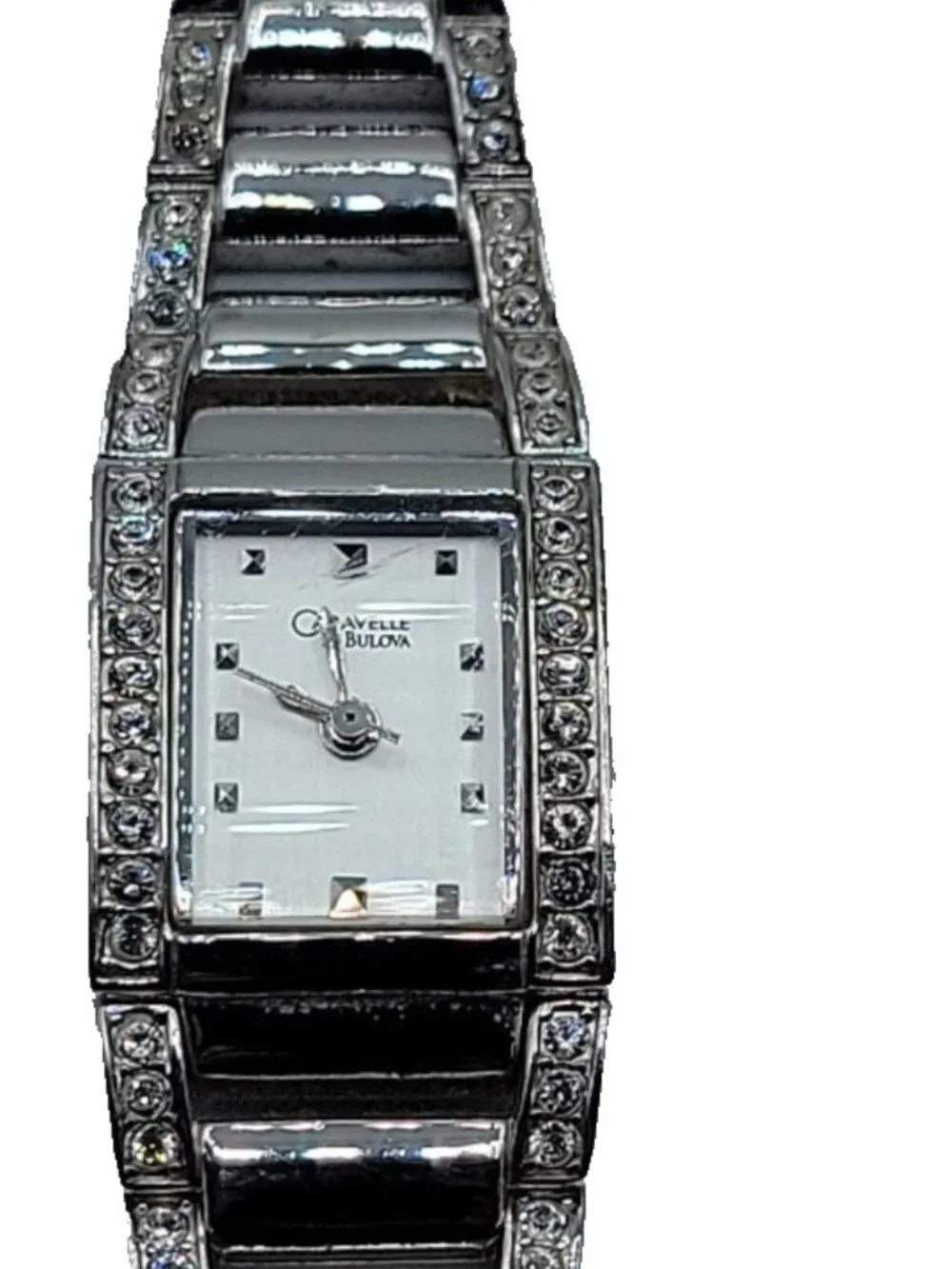 Caravelle By Bulova Ladies Watch A4 18mmPave Rhinestone Mother Of Pearl Face 7